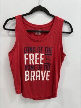 Under Armour Red Patriotic Tank Top Women's Medium Graphic USA Flag